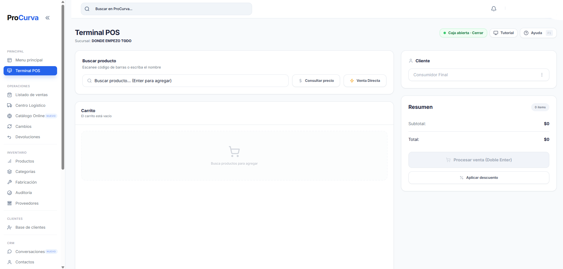 Integración de ProCurva con Tiendanube